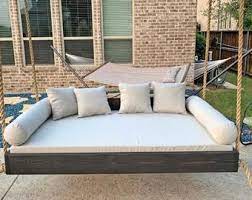 Add a touch of farmhouse decor to your porch or deck with a cozy, customizable cushion! Sunbrella Custom Daybed Cushion Crib Bed Size Porch Swing Etsy Outdoor Bed Swing Porch Swing Bed Swing