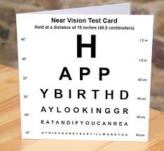 Happy Birthday Eye Test Card By Mooks Design Notonthehighstreet Com Test Card Eye Test Cards