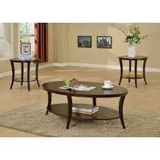 Walnut, rosewood wenge, ash, alder and oak. Roundhill Perth 3 Piece Espresso Oval Coffee Table With End Tables Set Walmart Com Walmart Com