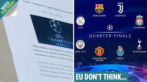 Ucl semi final first leg will take place on tuesday 27 april 2021 & wednesday 28 april 2021, second leg will play on tuesday 4 may 2021 & wednesday 5 may. Champions League Quarter Final Draw Is Fixed Fans Claim After It Is Leaked Online
