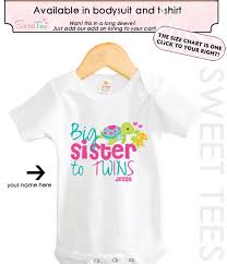 Big Sister To Twins Shirt Turtle Shirt Personalized Name Shirt Sibling Announcement Shirt
