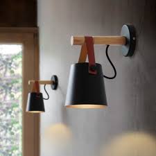 Applique Murale Led En Bois Lit Lampe De Chevet Veilleuse Moderne Abat Jour Nordic Decor A La Maison Noir Applique Murale Led Parement Mural Applique Murale