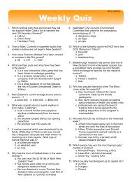 Test your knowledge on current events, news headlines, geography, sicence, math, history, health and more. Weekly Quiz Classroom Solutions