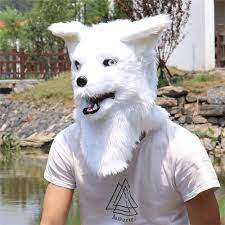 Amazon.com: Yestic Movable Mouth Fox Mask with LED Eyes, Japanese Fox Mask  Moving Jaw, Glowing Full Head Animal Furry Costume Cosplay Mouth Mover  Masks, Animal White Plush Faux Fur Costume for Halloween