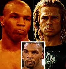 Mike Tyson revealed in his autobiography an awkward encounter in 1989 with  Brad Pitt, when Tyson and his ex-wife Robin Givens were still having  relations during their divorce. When visiting her house,