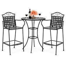 Best Choice Products Woven Pattern Wrought Iron 3 Piece Bar Height Outdoor Bistro Set Black Walmart Com Iron Patio Furniture Wrought Iron Patio Furniture Wrought Iron Patio Table