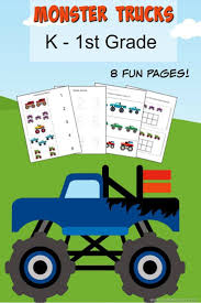 Monster Truck K 1st Grade Printable Learning Pack Monster Trucks Kindergarden Activities Toddler Learning Activities