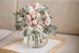 Great savings & free delivery / collection on many items. Wedding Bouquet In Shades Of Dusty Rose White Green Beige Pink And Purple Beautiful And Delicate Bridal Bouquet In The Glass Vase Stock Photo Adobe Stock