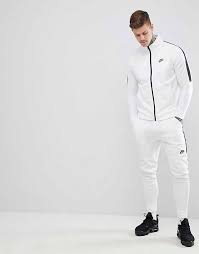 Black And White Nike Outfit Mens Nike Tribute Skinny Tracksuit In White Nike Clothes Mens Track Suit Men Mens Outfits
