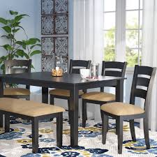 This dining bench will fit into both contemporary and traditional dining rooms. Andriol 6 Piece Seater Modern Dining Table Set With Bench Furwoodd