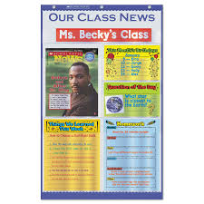 Our Class News Pocket Chart Newspaper Layout 6 Pockets 18 1 2 X 29 1 2 Blue
