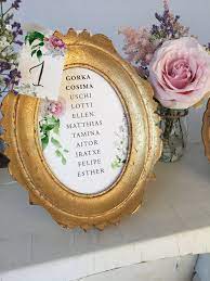Tableau De Mariage Table Plan Corner Frame Cornice Oro Gold Flowers Theme Wedding Matrimonio Ricevimento Numbers Numeri Flower Theme Wedding Frame Gold Flowers