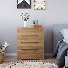 Other storage solutions for a small bedroom include a small bedroom dresser and a narrow depth dresser. Cinak 4 Drawer Chest Dresser With Drawers Wood Storage Cabinet With Cutout Handle Accent Tall Nightstand Organizer Unit For Home Office Rustic Brown Walmart Com Walmart Com