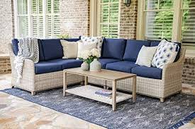 Hampton 5pc Outdoor Sectional With Navy Olefin Cushions L Https Www Amazon Com Dp B07qzskpm1 Ref Outdoor Sectional Sofa Patio Furniture Sets Outdoor Sofa
