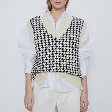 4.5 out of 5 stars 464. Women 2020 Fashion Oversized Knitted Vest Sweater V Neck Sleeveless Houndstooth Loose Female Waistcoat Chic Tops Pullovers Aliexpress