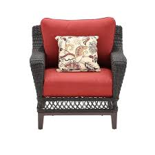 Hampton Bay Woodbury 4 Piece Wicker Outdoor Patio Seating Set With Chili Cushion Dy9127 4 R The Home Depot In 2020 Patio Seating Patio Seating Sets Outdoor Wicker Furniture