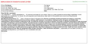 Dean Of Students Cover Letter