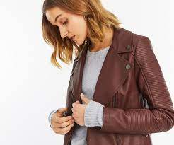 Oasis Faux Leather Stitch Biker Burgundy Winter Coats Women Coats For Women Winter Coats Jackets