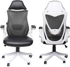Amazon Com Luckwind Ergonomic Desk Chair Leather Office Computer Adjustable Swivel Tilt Tension Lockable Flip Up Arm Leather Chair Rubber Casters Desk Chair
