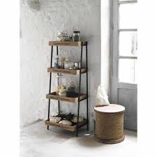 Rustic farmhouse metal x back; Fir Wood And Metal Ladder Shelf Primeurs Maisons Du Monde