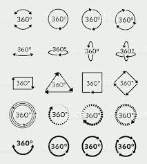 Angle 360 Degrees Vector Icons Set Arrow Geometry Measure Turn Icon Set Vector Icon Set Vector Icons