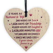 Imagine the fifth year of marriage like wooden cabin. 5th Wedding Anniversary Plaque Five Year Anniversary Gift For Her Husband Wife For Sale Online Ebay