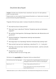 Checkliste Berufswahl Unterrichtsmaterial In Den Fachern Arbeitslehre Wirtschaft In 2020 Berufsorientierung Steckbrief Erstellen Deutsch Schreiben Lernen