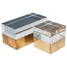 Mies Acrylic Boxes In Vintage Brass From A Unique Collection Of Antique And Modern Boxes At Https Www Modern Decorative Boxes Decorative Boxes Acrylic Box