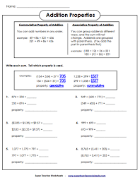 Use the properties of operations to solve multiplication problems. Addition Worksheets Associative Commutative Properties