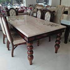 Giantex 3 pcs dining table and chairs set with faux marble tabletop 2 chairs contemporary dining table set for home or hotel dining room, kitchen or bar (black) 3.9 out of 5 stars. Rudra Glass Modern Marble Dining Table Set Size Dimension 7 X3 Feet Rs 85000 Set Id 21435617062
