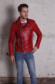 Kay Michaels Quilted Biker Pop Red Leather Jacket Cool Jackets For Men Jackets Men Fashion