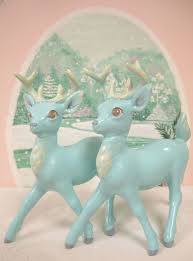 Vintage Aqua Woodland Reindeer Figurines Turquoise Christmas Vintage Christmas Vintage Christmas Decorations