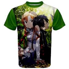 Sword Art Online Shirt Anime Manga Kirito Asuna Green T Shirt Manga Shirt Anime Shirt Men S Shirt Sao Cute Tshi Sword Art Online Shirt Anime Manga