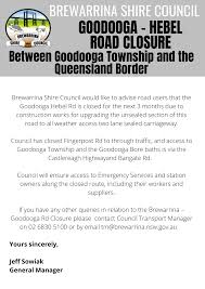 Goodooga Hebel Rd Closure Brewarrina Shire Council Facebook