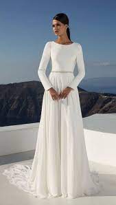 Courtesy Of Justin Alexander Wedding Dresses Wedding Dress Long Sleeve Classic Wedding Dress Boat Neck Wedding Dress