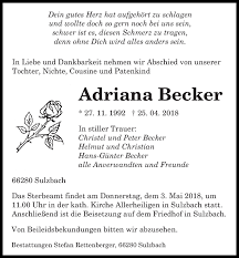 Traueranzeigen von Adriana Becker