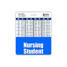 nursing student badge buddy horizontal w height weight conversion charts oversized blue