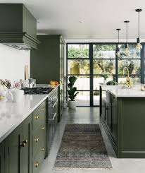 Dark Olive Green Shaker Kitchen In Hove By Devol Crittall Style Doors Open Plan Kitchen I Green Kitchen Cabinets Kitchen Interior Green Kitchen Inspiration