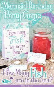 Mermaid Birthday Party Game How Many Fish Are In The Sea Simply Fold Sign To Mermaid Party Games Mermaid Theme Birthday Mermaid Birthday Party Decorations