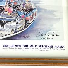 Dorothy Hook Signed Numbered Print Framed Ketchikan Alaska Harborview Park  Walk