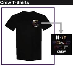 Bts has partnered with mcdonald's to bring you the bts meal! Official Mcdonald S X Bts Crew T Shirt To Be Worn By Mcdonald S Employees May 26th 2021 Kpop