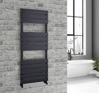 Brenton Avezzano Matt Black Flat Panel Heated Towel Rail - 1200 x 450mm