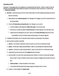 Chemistry Of Life Quick Review Biology Outline And Handout Science Chemistry Biology Chemistry
