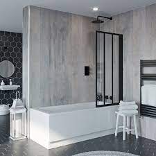 Jacuzzi Loft Black Framed Hinged Shower Bath Screen Bath Shower Screens Bath Screens Shower Screen