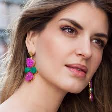Fuchsia & Green Lavani Mars Earrings
