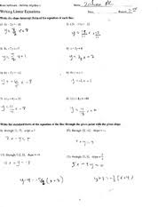 Review Of Slope Intercept U J S Kuta Software Infinite Algebra 1 Writing Linear Equations Period Write The Slope Intercept Form Of The Equation Of Course Hero