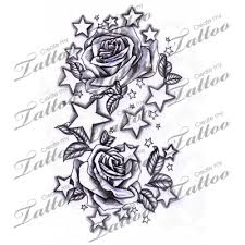 Marketplace Tattoo Stars And Roses 12338 Createmytattoo Com Star Tattoos Star Sleeve Tattoo Star Tattoo Designs