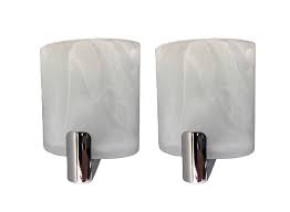 1 Pair Of Pretty 12 Volt Wall Lights Frosted Glass Shades With Switches Rv