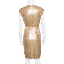 Michael Michael Kors Gold Sequined Wrap Dress S