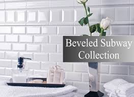 Interlocking sheets on a fiber mesh backing for easy installation. Bevelled Subway Tile Kitchen Backsplash Bathroom Tile